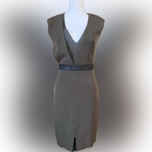 Black Halo Olive Green and Black Midi Dress